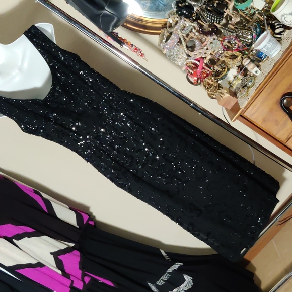 Vintage wounded bird little black dress sequined - Picture 2 of 6